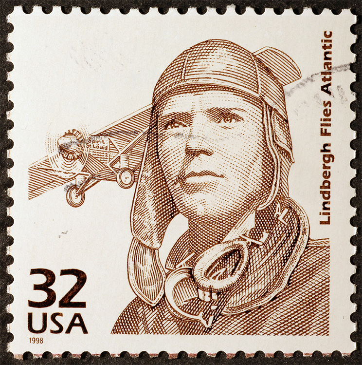 Charles Lindbergh Flies Atlantic stamp